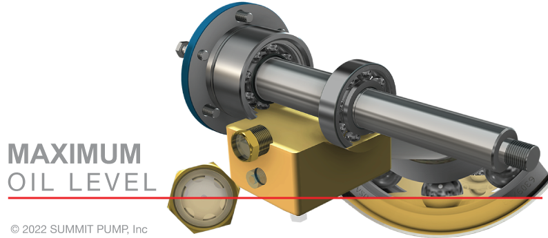 This graphic shows where the oil level should be in a centrifugal pump's oil cavity.